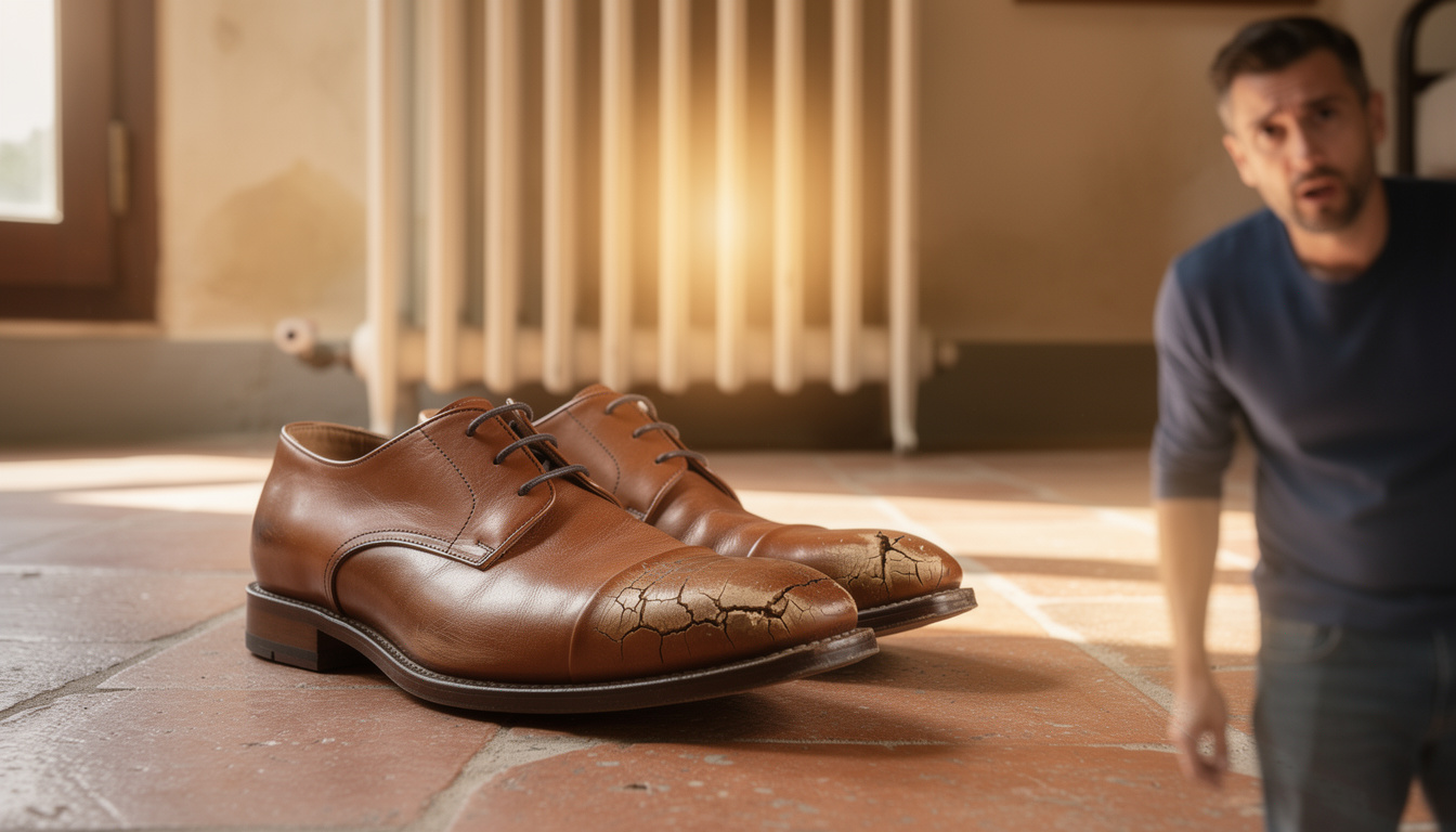découvrez pourquoi il ne faut jamais sécher vos chaussures en cuir sous un radiateur pour éviter qu'elles ne craquellent et découvrez les meilleures astuces pour les entretenir.