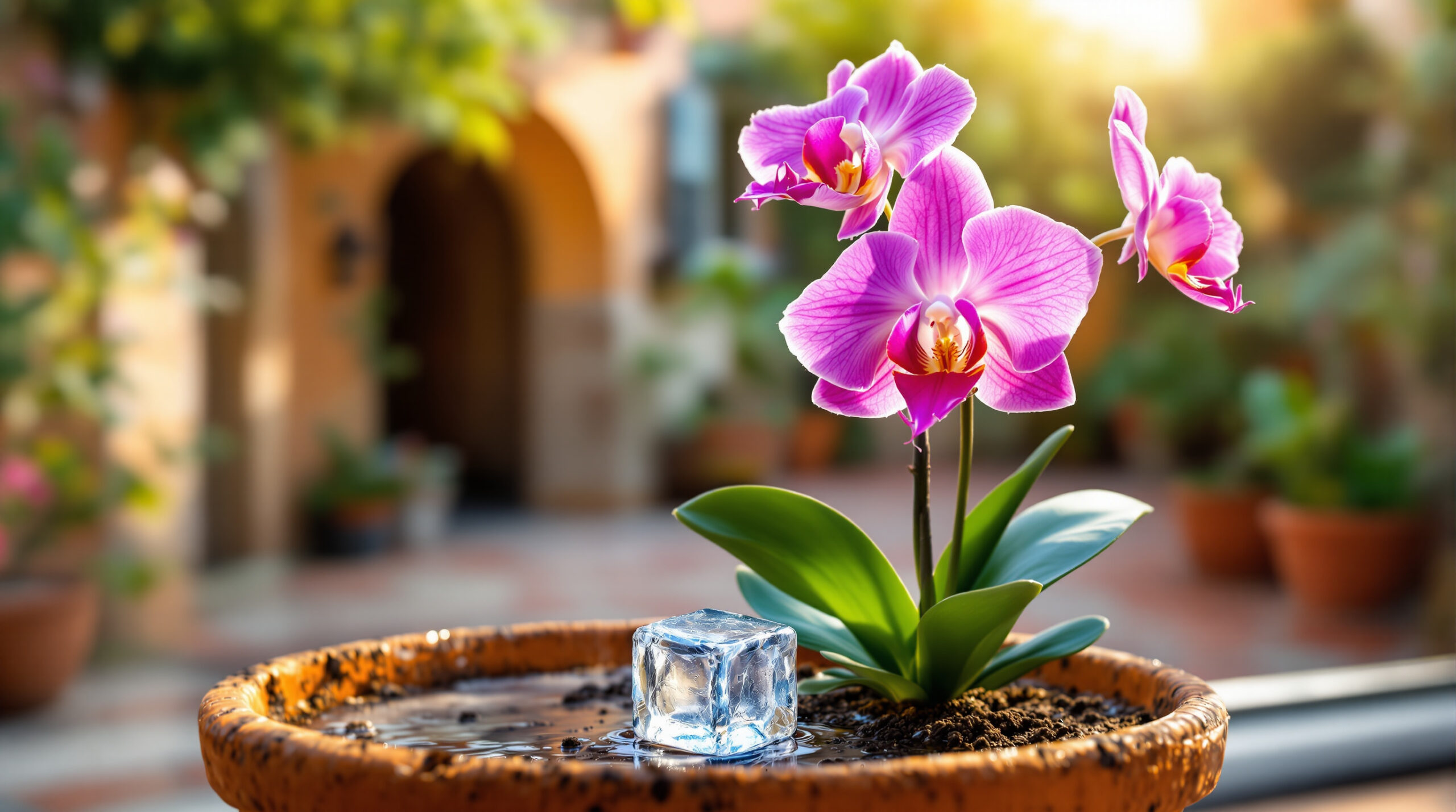 découvrez l'astuce simple et efficace d'utiliser un glaçon pour arroser vos orchidées sans risquer de les noyer, garantissant une hydratation parfaite et une floraison durable.