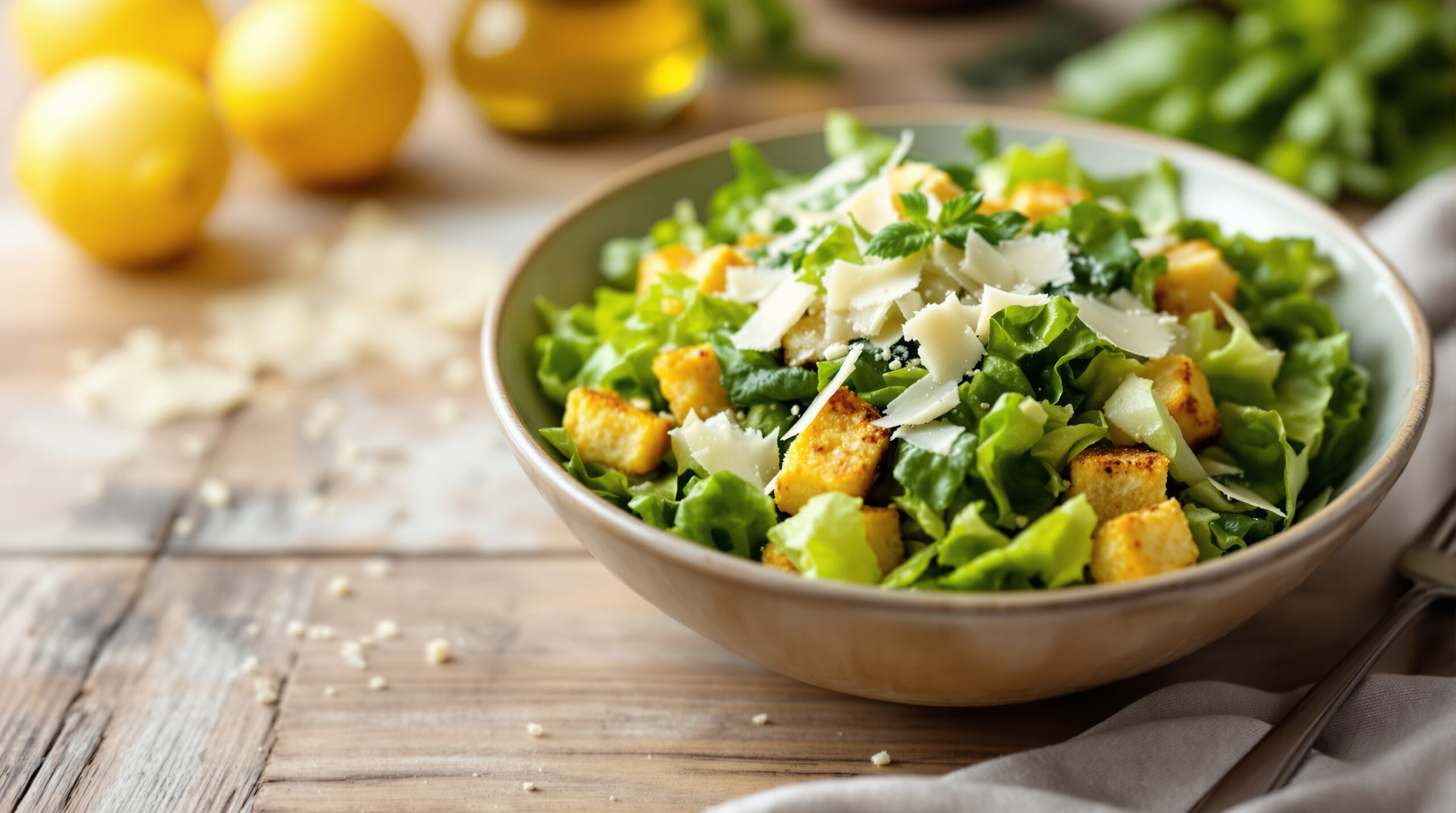 découvrez la recette de la salade césar signée julie andrieu, une version délicieuse et authentique qui mérite la note parfaite de 10/10.