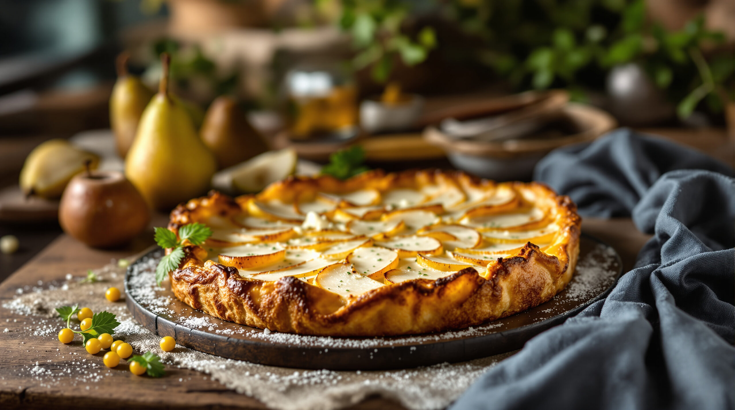découvrez la recette incontournable de la tarte poire-roquefort, un mariage surprenant de saveurs qui éveillera et enchantera vos papilles à chaque bouchée.