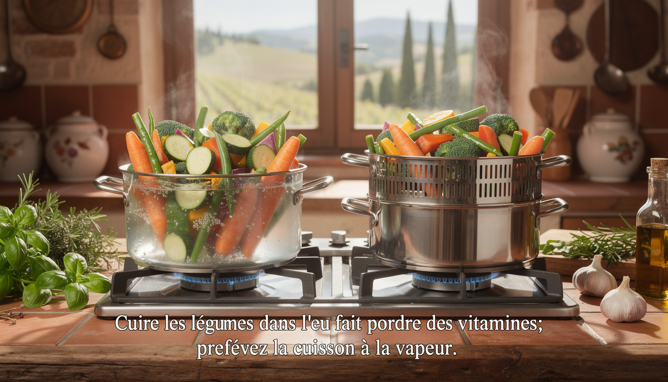 découvrez pourquoi cuire vos légumes à l'eau entraîne une perte significative de vitamines et comment la cuisson à la vapeur permet de préserver leurs bienfaits nutritionnels.