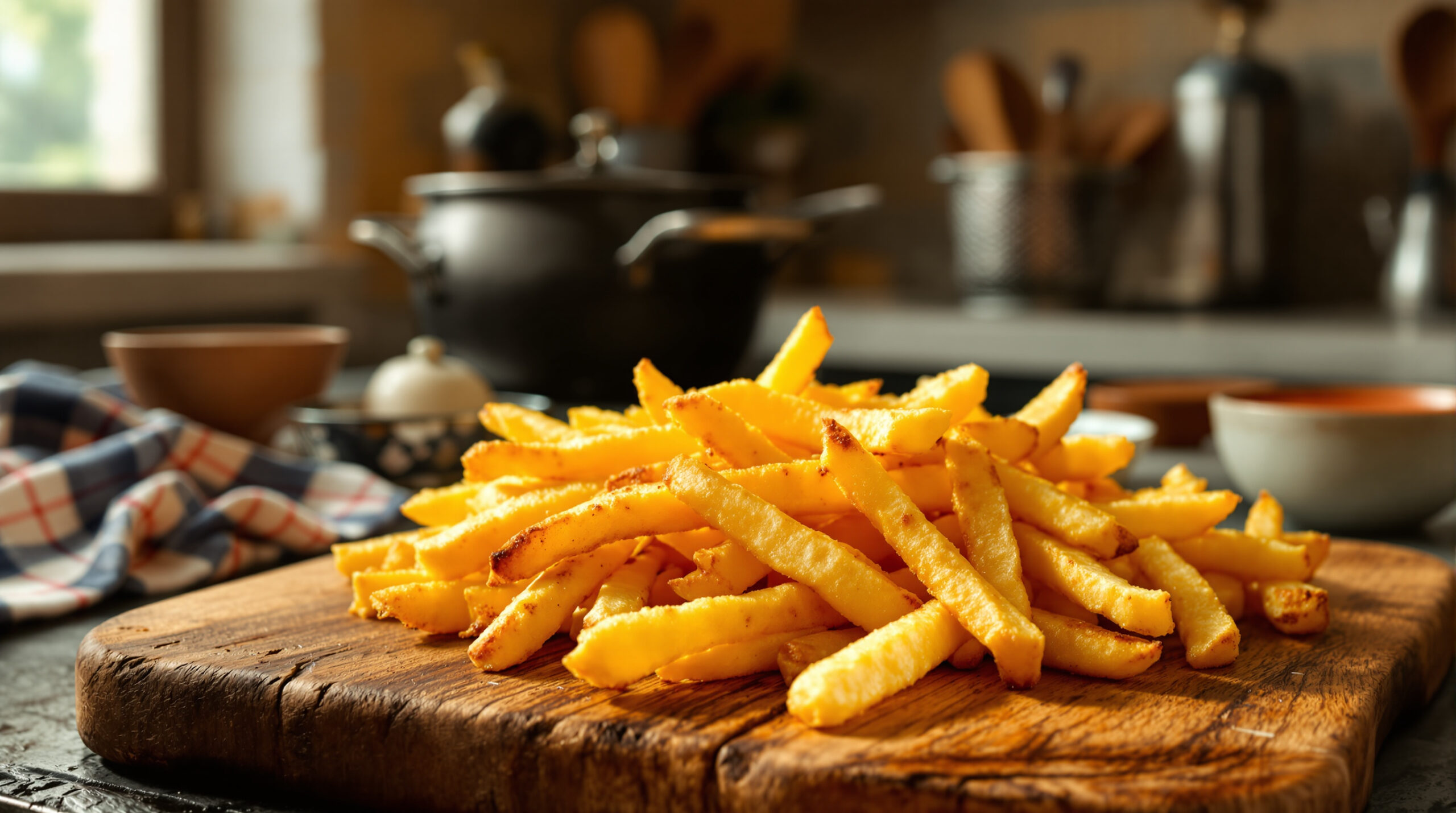 découvrez le secret des frites maison à la belge avec la technique de double cuisson, pour des pommes de terre croustillantes à l'extérieur et fondantes à l'intérieur.