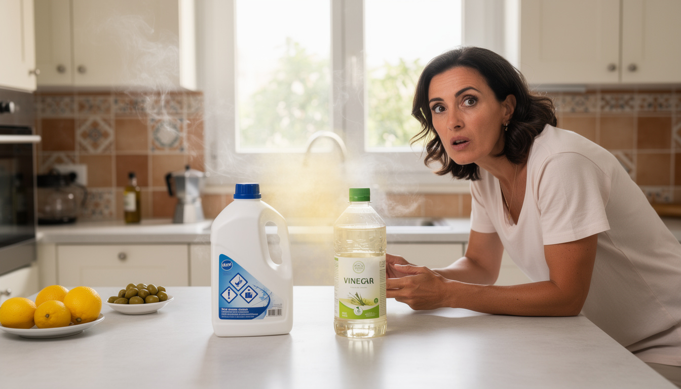 découvrez pourquoi mélanger la javel et le vinaigre est une erreur ménagère dangereuse pouvant libérer un gaz toxique mortel. apprenez les risques et comment éviter cet accident domestique.