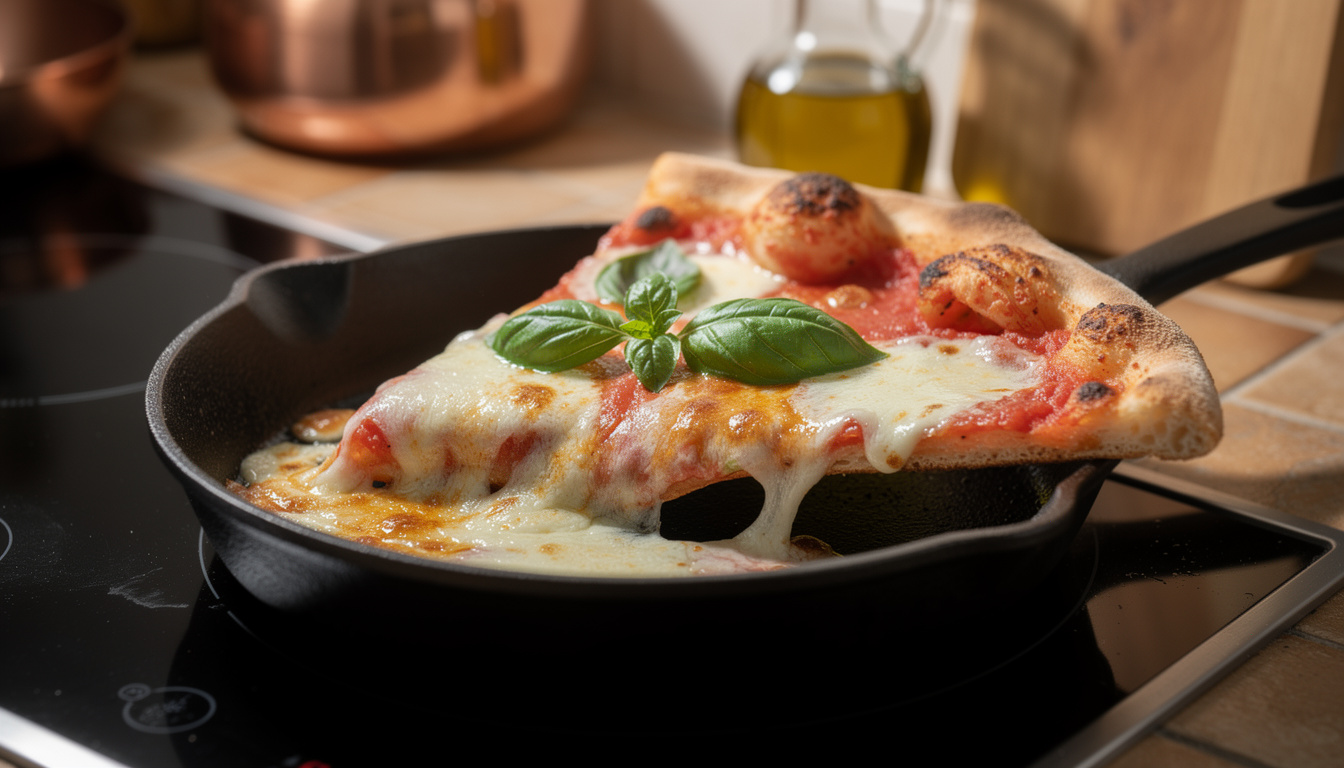 découvrez comment réchauffer une pizza de la veille parfaitement en évitant le micro-ondes. apprenez la méthode simple et rapide à la poêle pour retrouver le croustillant et la saveur de votre pizza comme au premier jour.