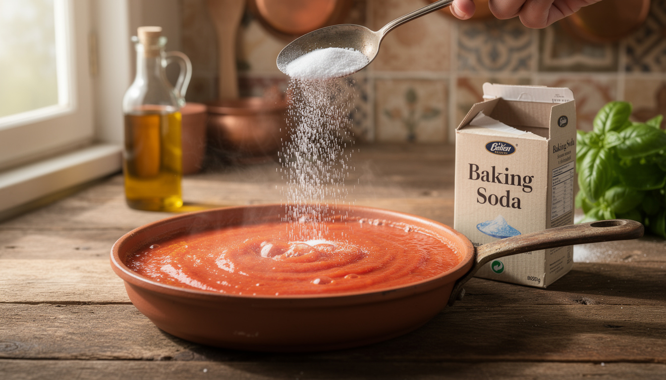 découvrez comment réduire l'acidité de votre sauce tomate sans sucre, grâce à une simple pincée de bicarbonate de soude pour un goût parfaitement équilibré.