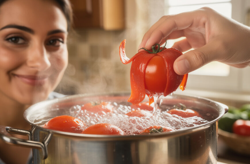 découvrez comment peler facilement des tomates en seulement 10 secondes grâce à l'astuce simple de l'eau bouillante, pour des recettes réussies et sans tracas.